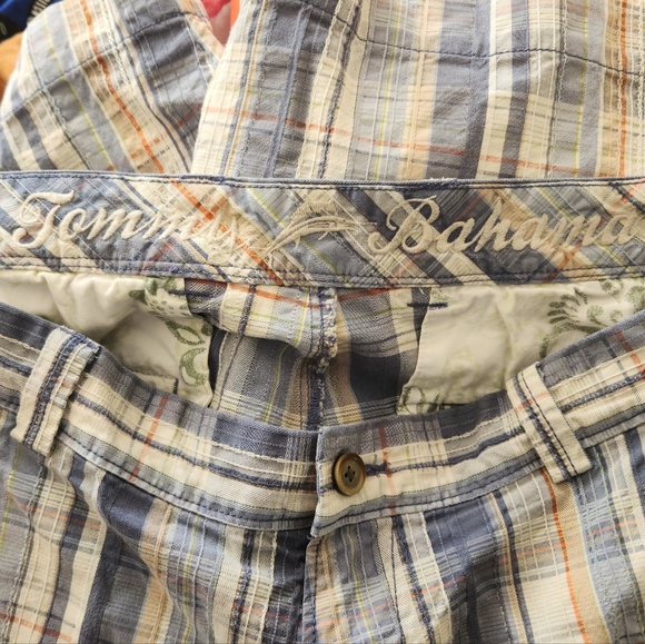 Tommy Bahama Jeans Mens Shorts size 34 Cargo Plaid Blue Silk Cottn Blend - Picture 5 of 5